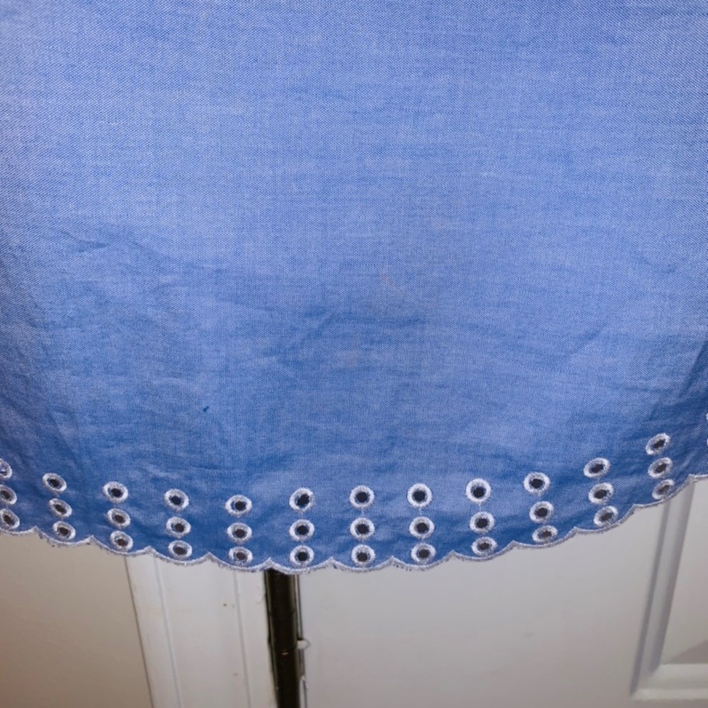 J Crew blue sleeveless top w/ embroidery - Picture 4 of 6